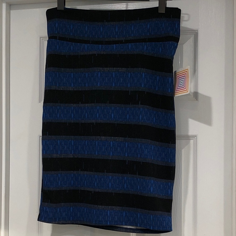Elegant Black and Blue Striped Skirt - Picture 1 of 10